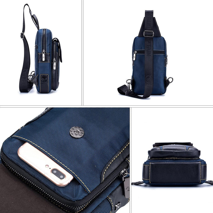 Sport-Brusttasche Kleine Hängetasche aus Leder für Männer Modische und Trendige Crossbody-Tasche Rei