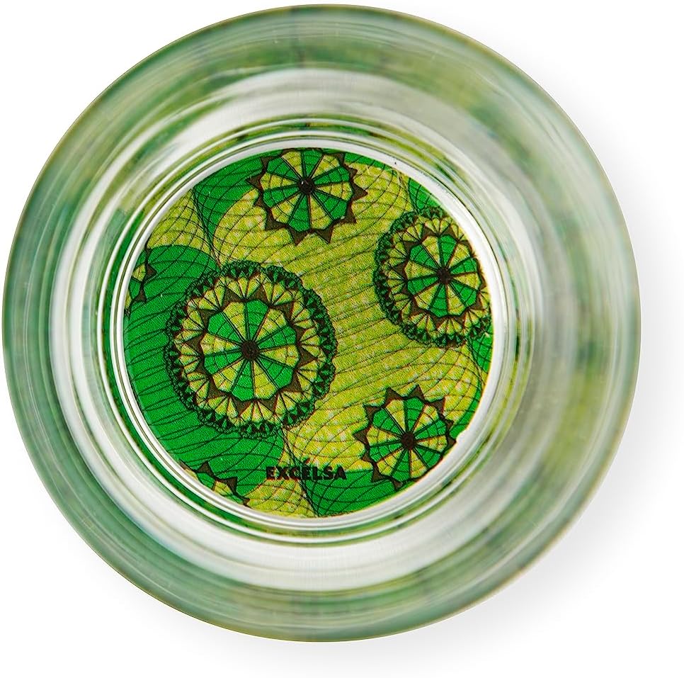 Excelsa Afrika Set 6 Gläser mit dekoriertem Boden, Ml. 340, Durchmesser 8 cm, Glas