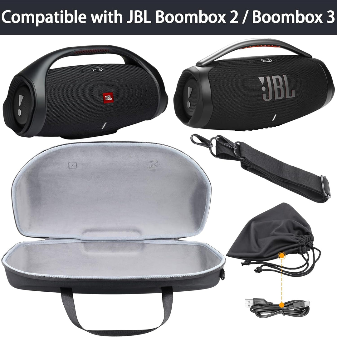 co2CREA Hart Tragetasche mit Mini Zubehörtasche und Schultergurt Für JBL Boombox 3 /Boombox 3 WiFi/B