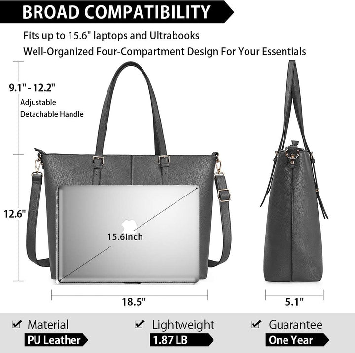 NUBILY Laptop Damen Handtasche 15,6 Zoll Shopper Handtasche Elegant Leder Taschen Grosse Leichte Fra