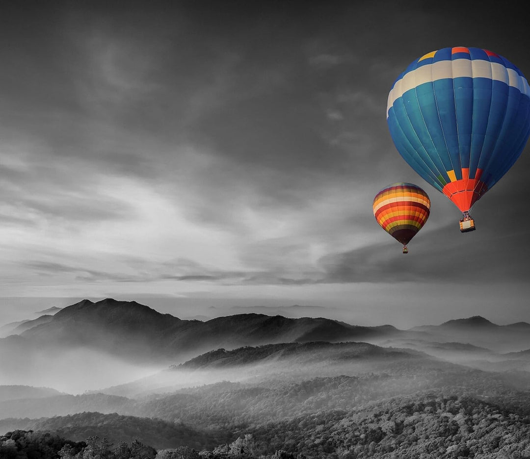 Heissluftballons über den Alpen Herdabdeckplatte & Spritzschutz aus Echtglas | Für Herd-Kochfelder |