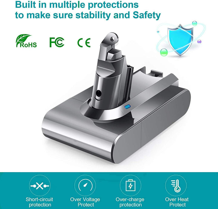 Upgraded 6000mAh V6 Ersatzakku für Dyson V6 Akku DC58 DC62 DC59 DC61 Animal DC72 DC74 DC58 DC62 DC59