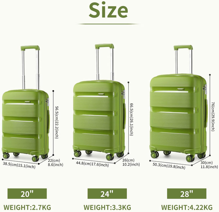 Kono Koffer Set 3 Teilig Hartschale Reisekoffer Set mit TSA Schloss und 4 Zwillingsrollens, Modisch