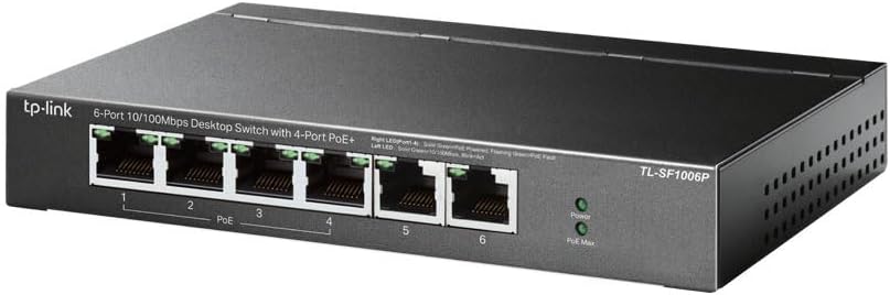TP-Link TL-SF1006P 6-Port Fast Ethernet PoE Switch mit 4 PoE+ Ports (67 Watt, geschirmte RJ-45 Ports
