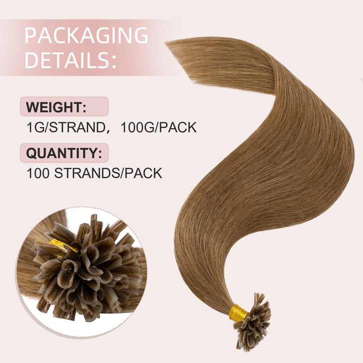 Silk-co Haarteile Echthaar Bonding Extensions Echthaar 1g Keratin U Tip Haarverlängerung Glatt Weich