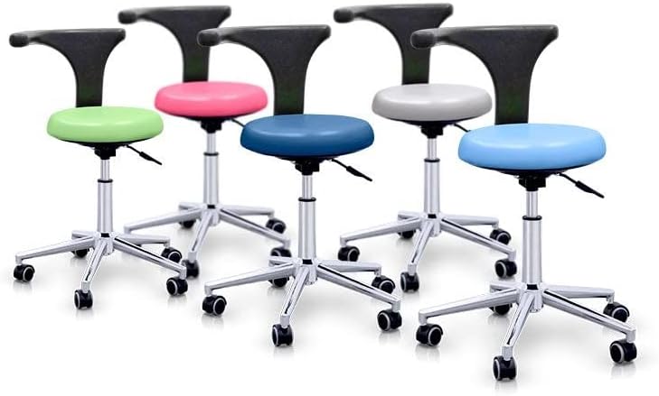 QUIRUMED Professioneller ergonomischer Hocker mit Rückenlehne, hellblau, Gestell aus Edelstahl, Kuns