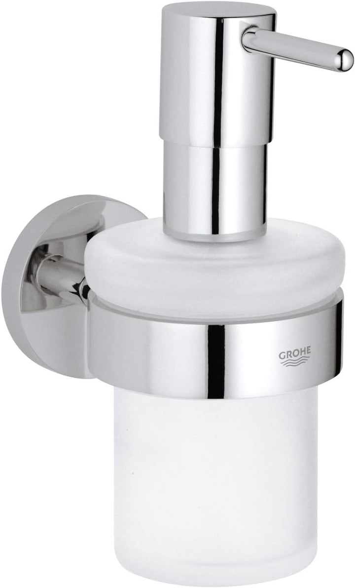 GROHE Essentials Accessoires Bath Chrom, 40407001, Rund, Weiss & Essentials - Seifenspender, Chrom,