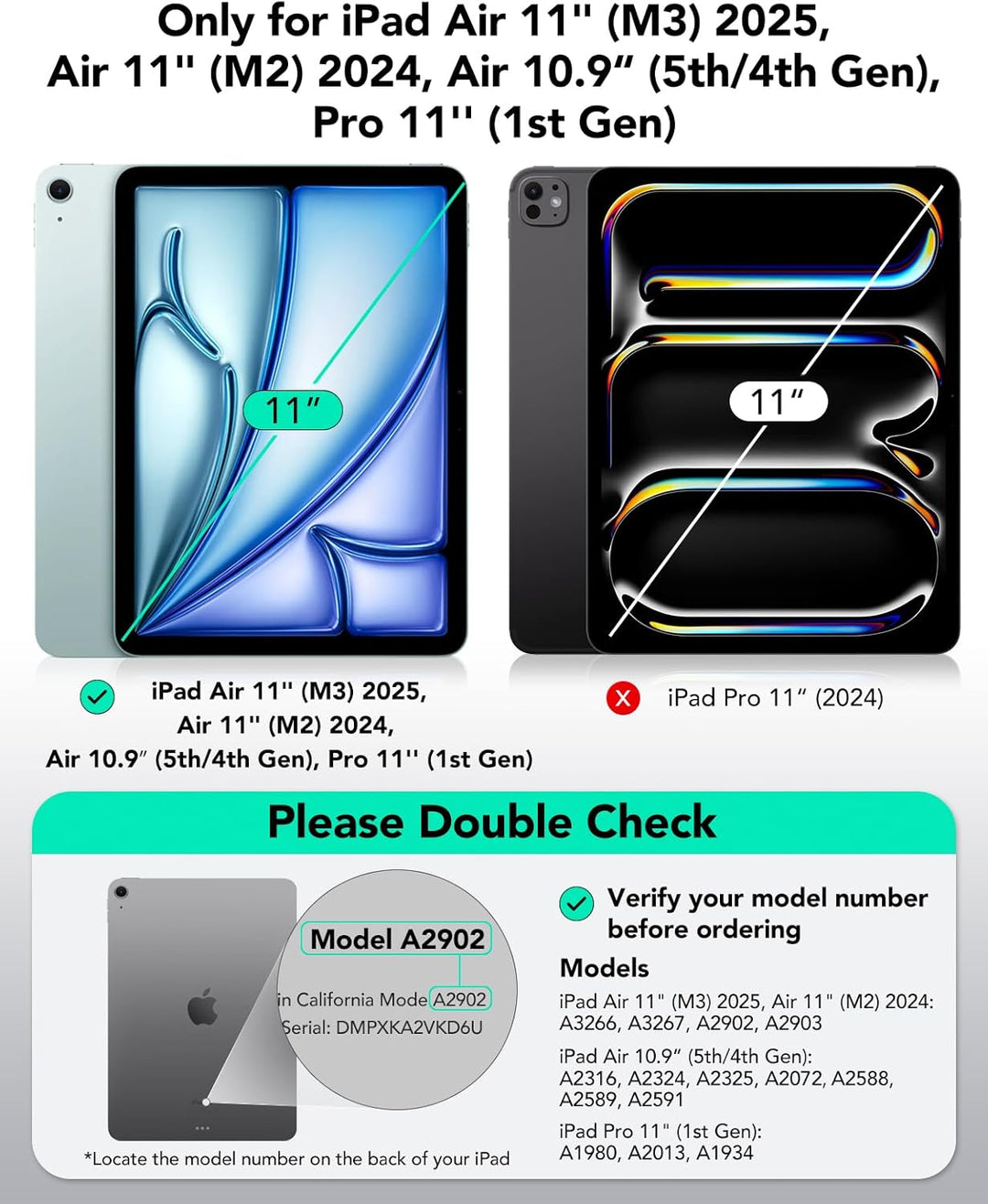 ESR für iPad Air 11 Zoll 2024 Hülle M2, iPad Air 6/5/4 Hülle 2022/2020 10,9 Zoll, Starke Magnetbefes