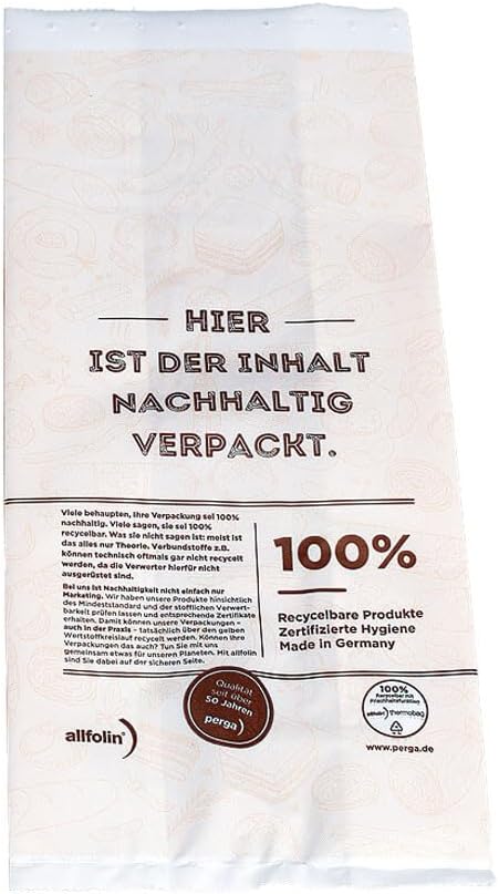 Warmhaltebeutel "hält lange warm", Allfolin, Weiss mit Druck, 130+80x300 mm, 1000 Stück