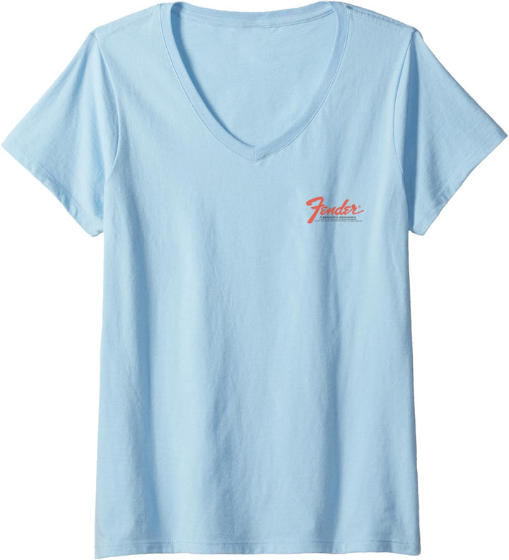 Fender Fine Electric Instruments Pocket Size Classic Logo T-Shirt mit V-Ausschnitt