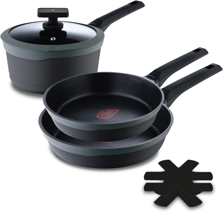 MasterPRO Gastro Reeco | 5er-Set | 3 x 20, 24 und 28 cm antihaftbeschichtete Bratpfannen und 16 cm S
