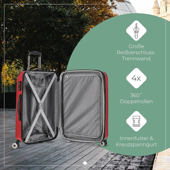 travelite 4-Rad Koffer M mit TSA Schloss + Dehnfalte, Gepäck Serie City: Robuster Hartschalen Trolle