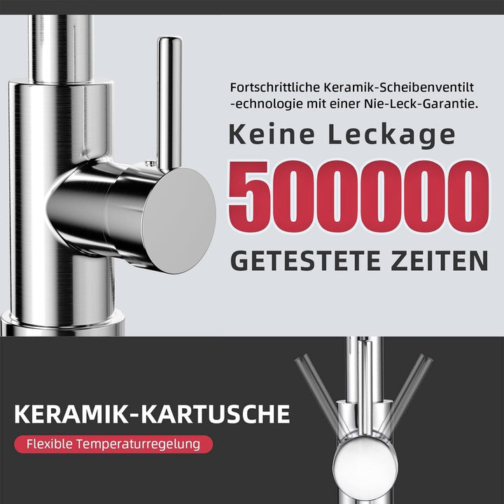 Cobbe Küchenarmatur, Feder-Küchenarmatur mit herunterziehbarem Sprühkopf, 2 Sprühmodi, Einhebel-Spül