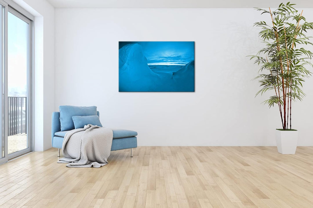 deyoli Sonnenaufgang am Nordpol Format 80x60 Effekt: Monocrome Blau als Leinwandbild, Motiv fertig g
