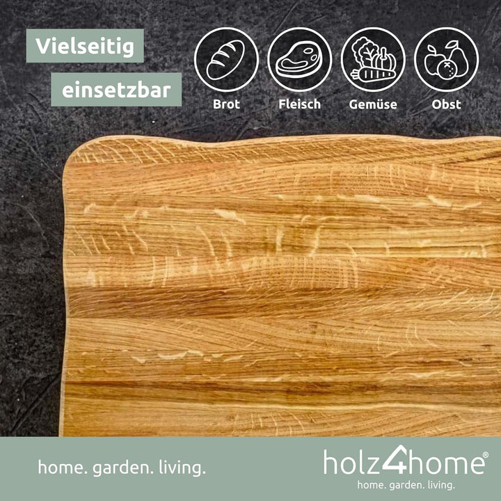 La Madera Schneidebrett Top aus Eiche hell von holz4home® | Steakbrett aus hellem Eichenholz 40 cm x