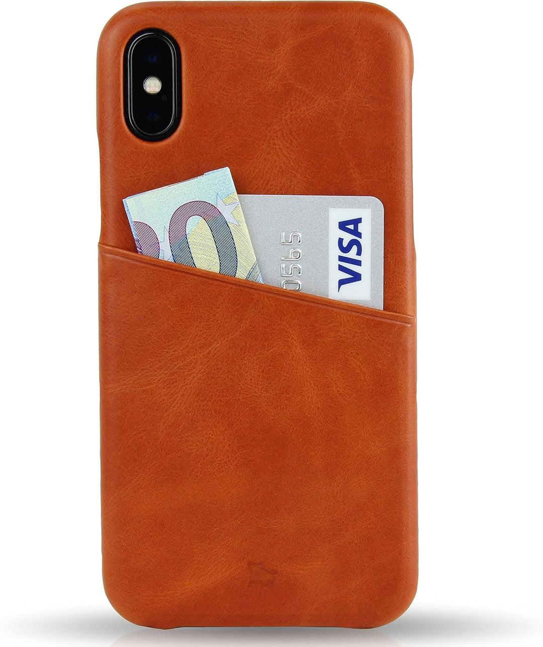 BULLAZO Menor Urban, Edle Hülle aus Leder mit Kartenfach, Kompatibel mit iPhone X 10 XS 10S, Cognac