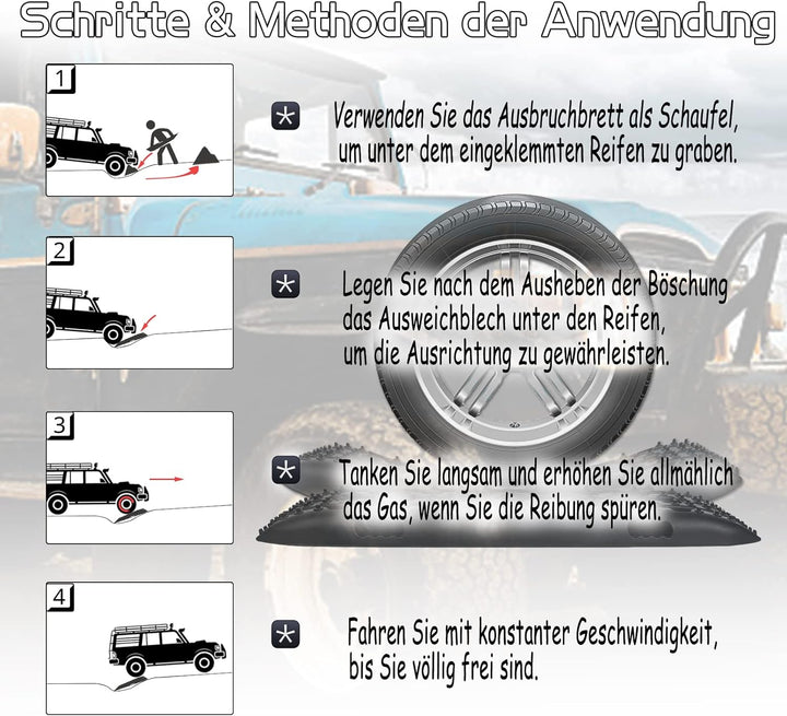 NAIZY 2x Sandbleche Offroad Traktionsmatte Kunstoff Anfahrhilfe Recovery Board Tracks mit Aufbewahru