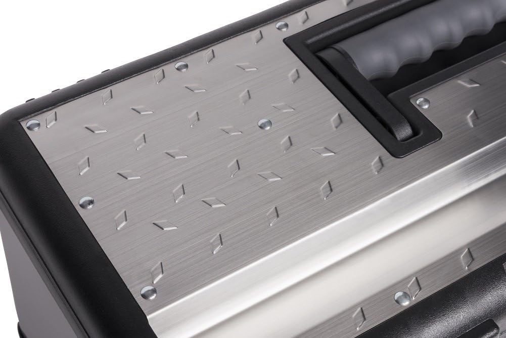 XL Werkzeugkoffer PROFI 18 aus Edelstahl mit robustem Kunststoff-Rahmen und herausnehmbaren Werkzeug