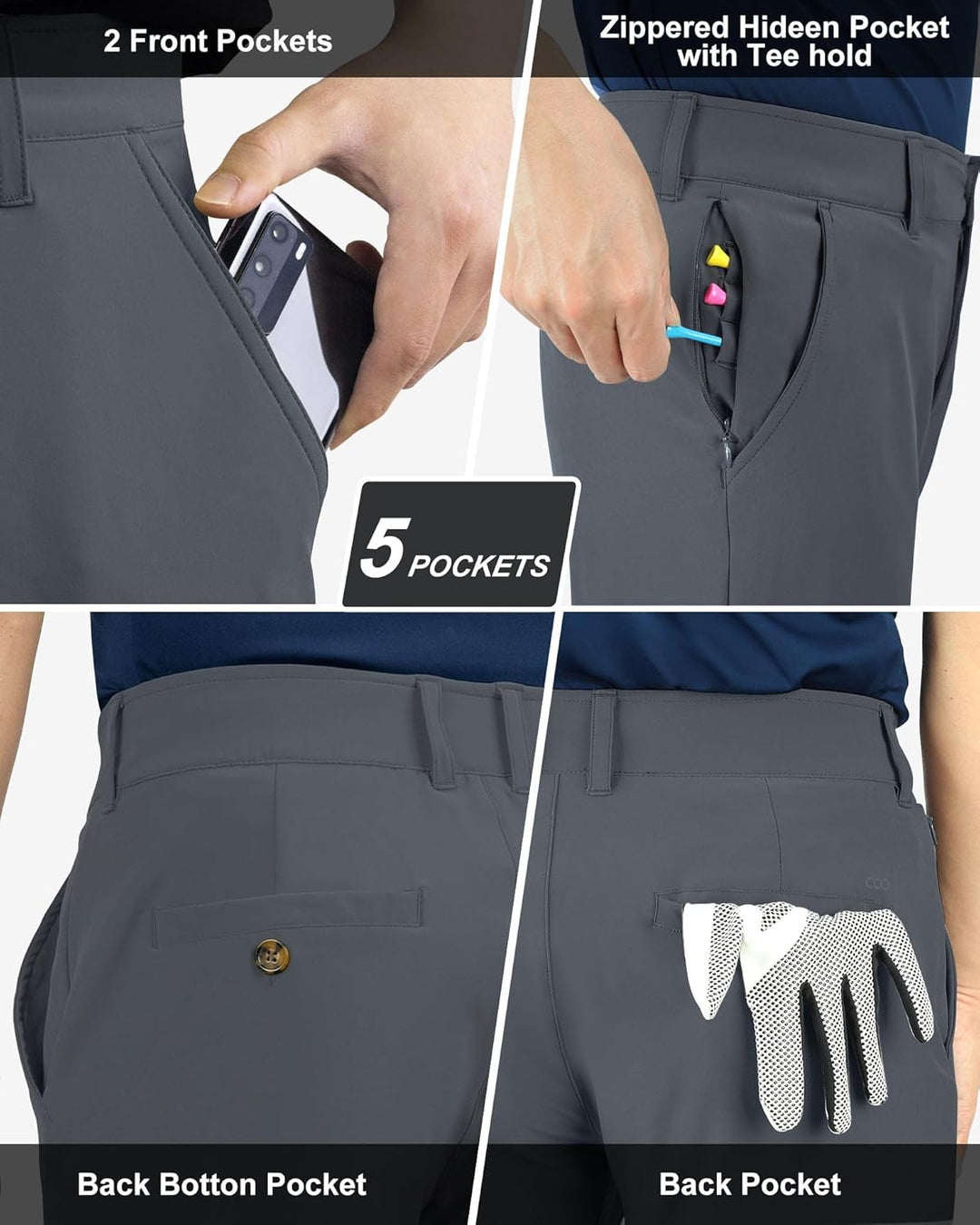 33,000ft Herren Golfhosen Atmungsaktive Stretch Hose für Männer Schnelltrockende Stretch Lange Golfh