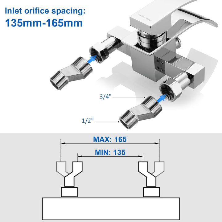 BONADE Badewannenarmatur mit Handbrause, Wannenarmatur mit Brause mit Wasserfall Auslauf, Mischbatte