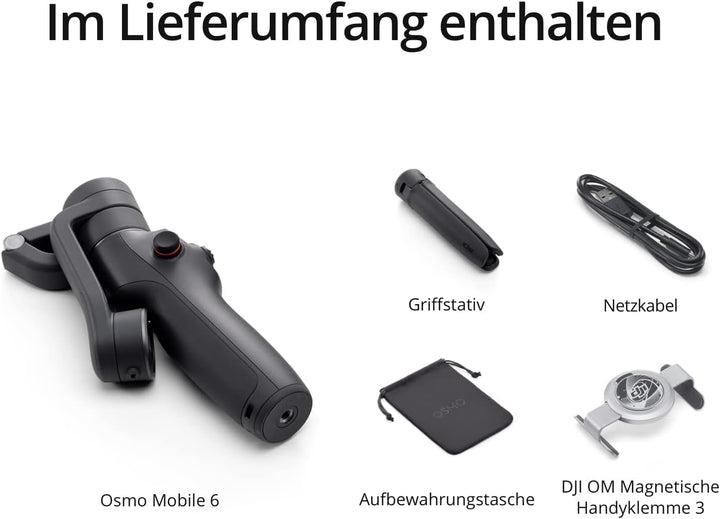 DJI Osmo Mobile 6, 3-Achsen-Handy-Gimbal, Objektverfolgung, integrierter Verlängerungsstab, tragbar