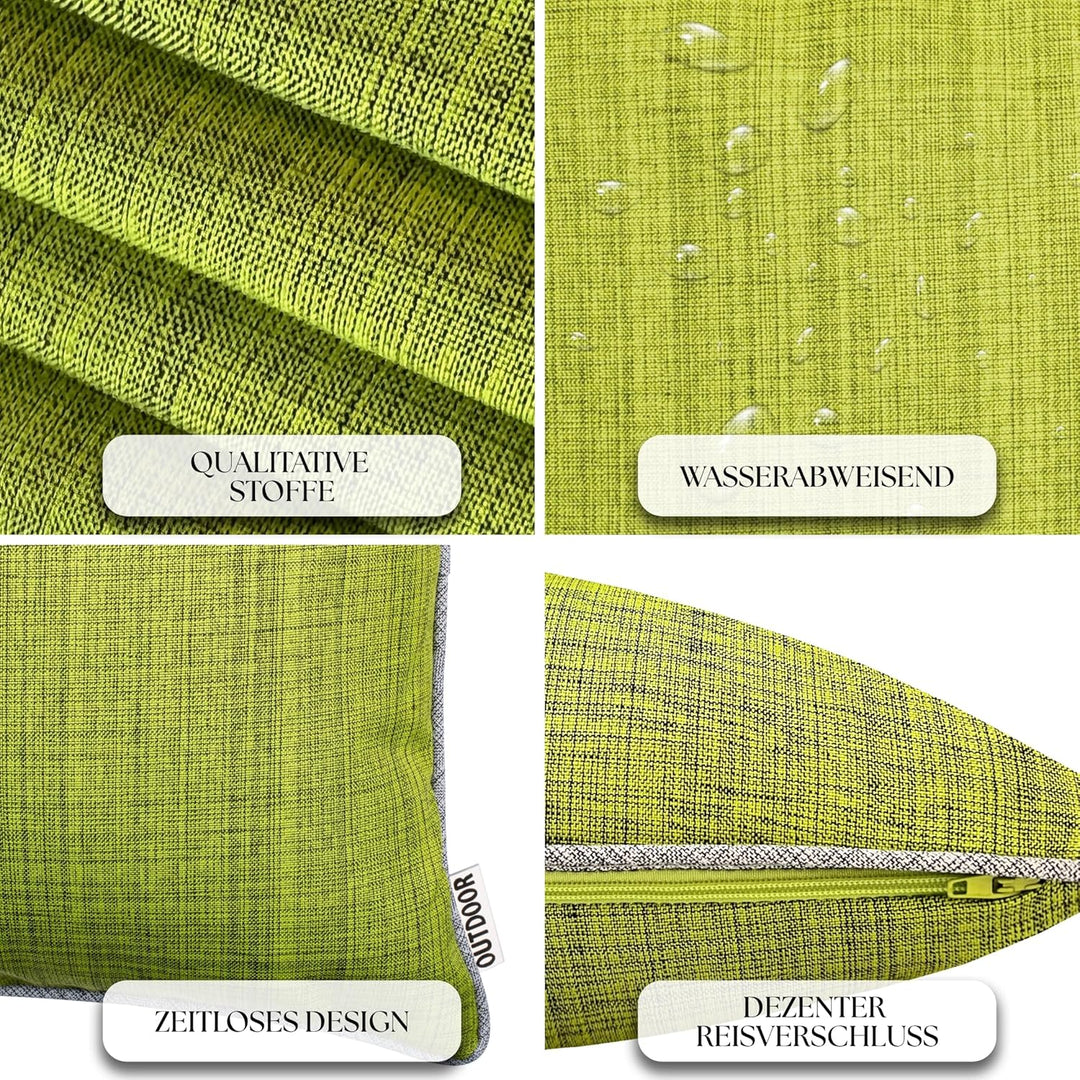 Brandsseller Outdoor Garten Kissen Dekokissen mit Paspel - Leinenoptik Uni Schmutz- und Wasserabweis