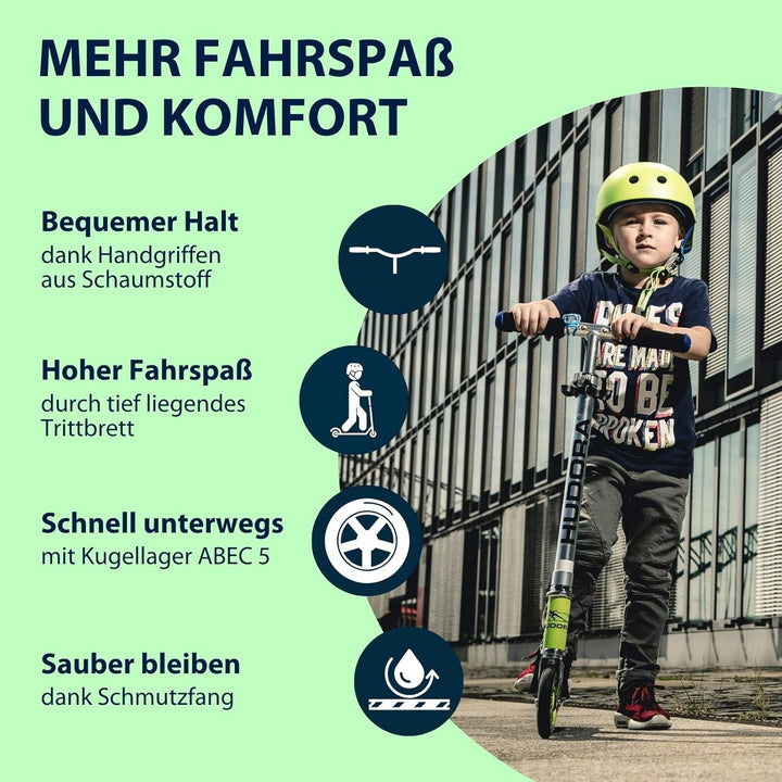 HUDORA BigWheel 125 Scooter - Sicherer & hochwertiger Aluminium-Roller für Kinder - Höhenverstellbar