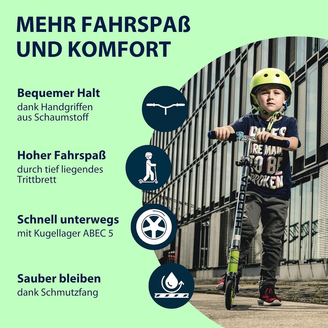 HUDORA BigWheel 125 Scooter - Sicherer & hochwertiger Aluminium-Roller für Kinder - Höhenverstellbar