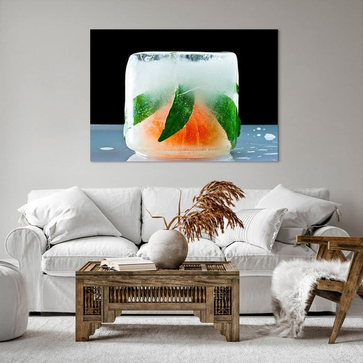 Bilder auf Leinwand 100x70cm Leinwandbild Gefroren frucht dessert bio Gross Wanddeko Bild Schlafzimm