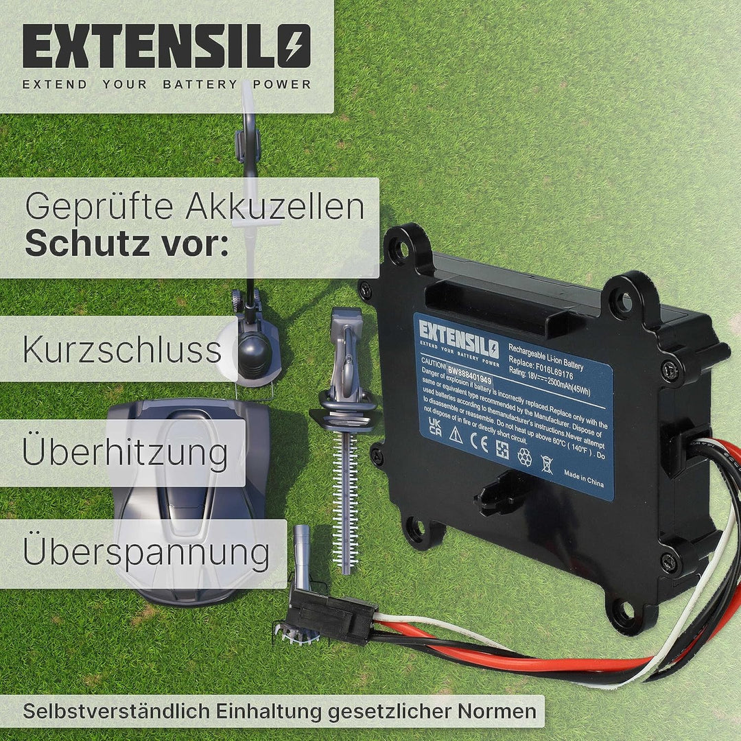 EXTENSILO Akku Ersatz für Bosch F 016 104 898, F016104898, F016L69176 für Rasenroboter Rasenmäher (2