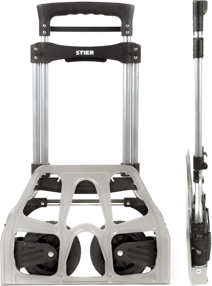 STIER Sackkarre klappbar, Aluminium Transportkarre, Belastbarkeit bis 120kg, Stapelkarre zum Transpo