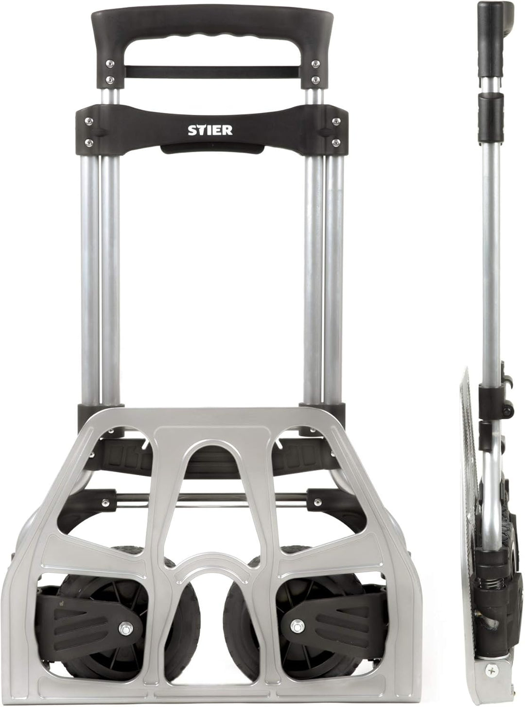 STIER Sackkarre klappbar, Aluminium Transportkarre, Belastbarkeit bis 120kg, Stapelkarre zum Transpo