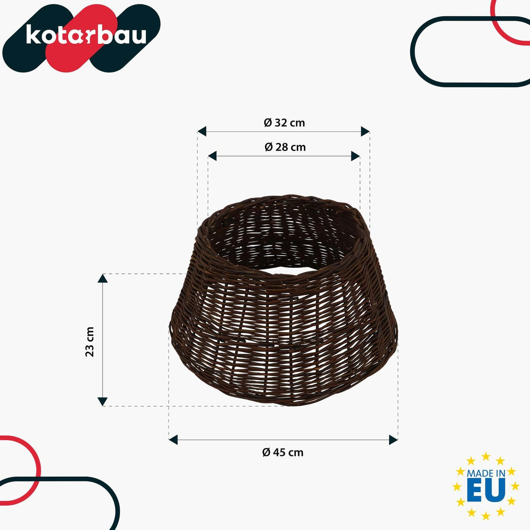 KOTARBAU® Weihnachtsbaum Rock aus Weide Ø 45 cm, Dunkel Braun Christbaumständer aus Rattan Natur, We