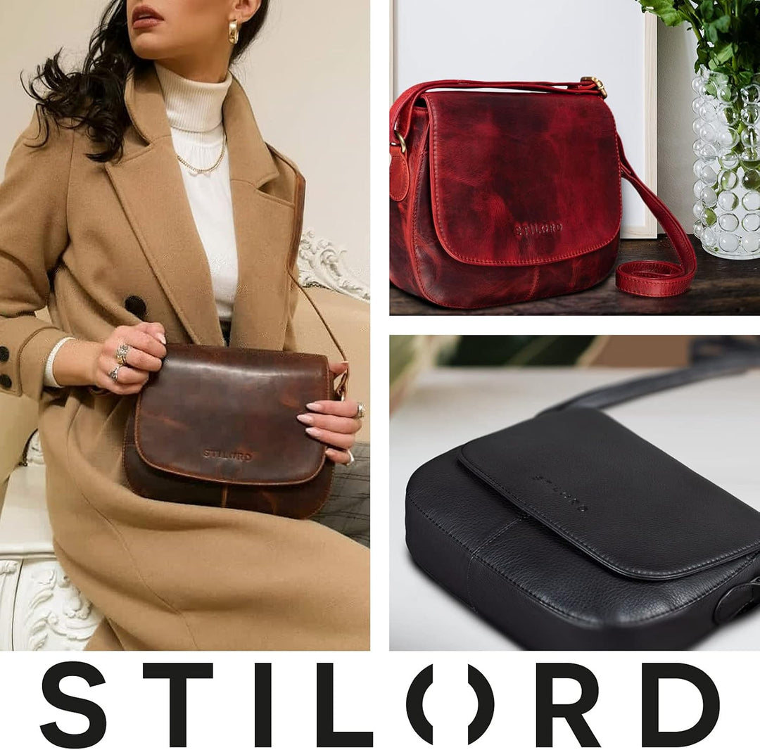STILORD 'Savannah' Umhängetasche Damen Leder Handtasche kleine Schultertasche Crossbody Bag Ausgehta