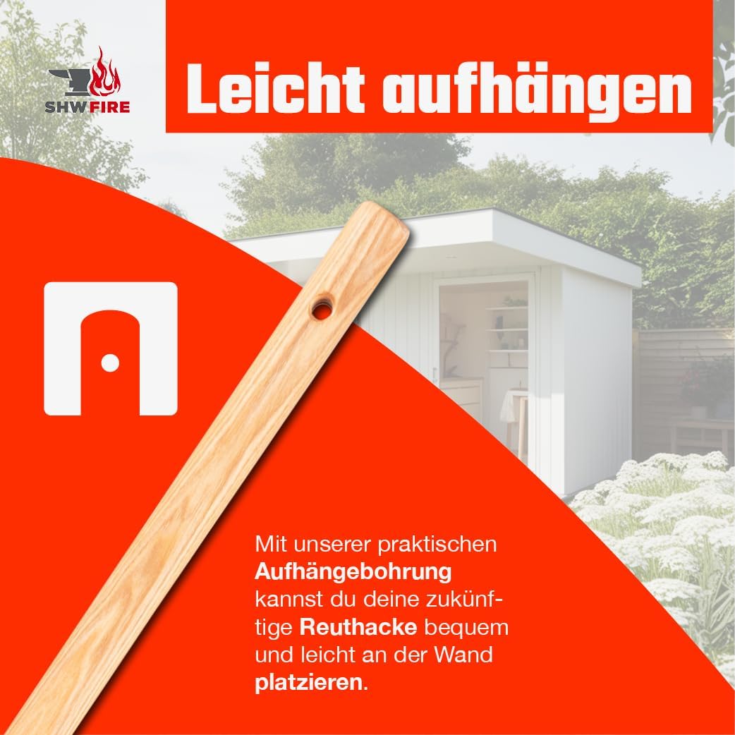 SHW-FIRE Regensburger Gartenhacke - Breitblatt - 135cm Eschenholzstiel, scharf geschmiedet