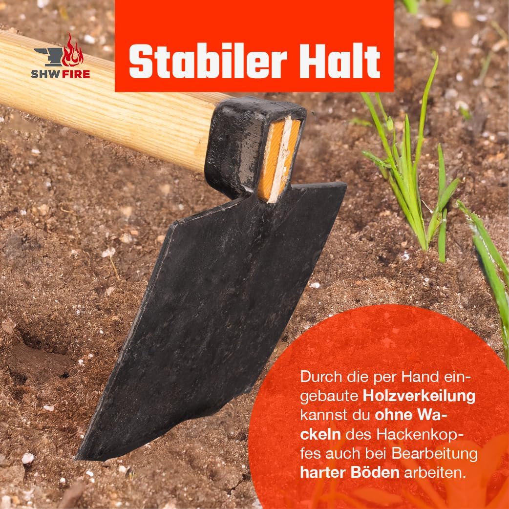 SHW-FIRE Regensburger Gartenhacke - Breitblatt - 135cm Eschenholzstiel, scharf geschmiedet