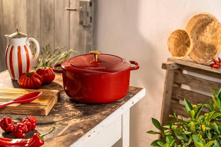 BALLARINI Bellamonte Auflaufform, Bräter, Dutch Oven, Emailliertes Gusseisen, Rund, 28cm, 7,0 L, Rot