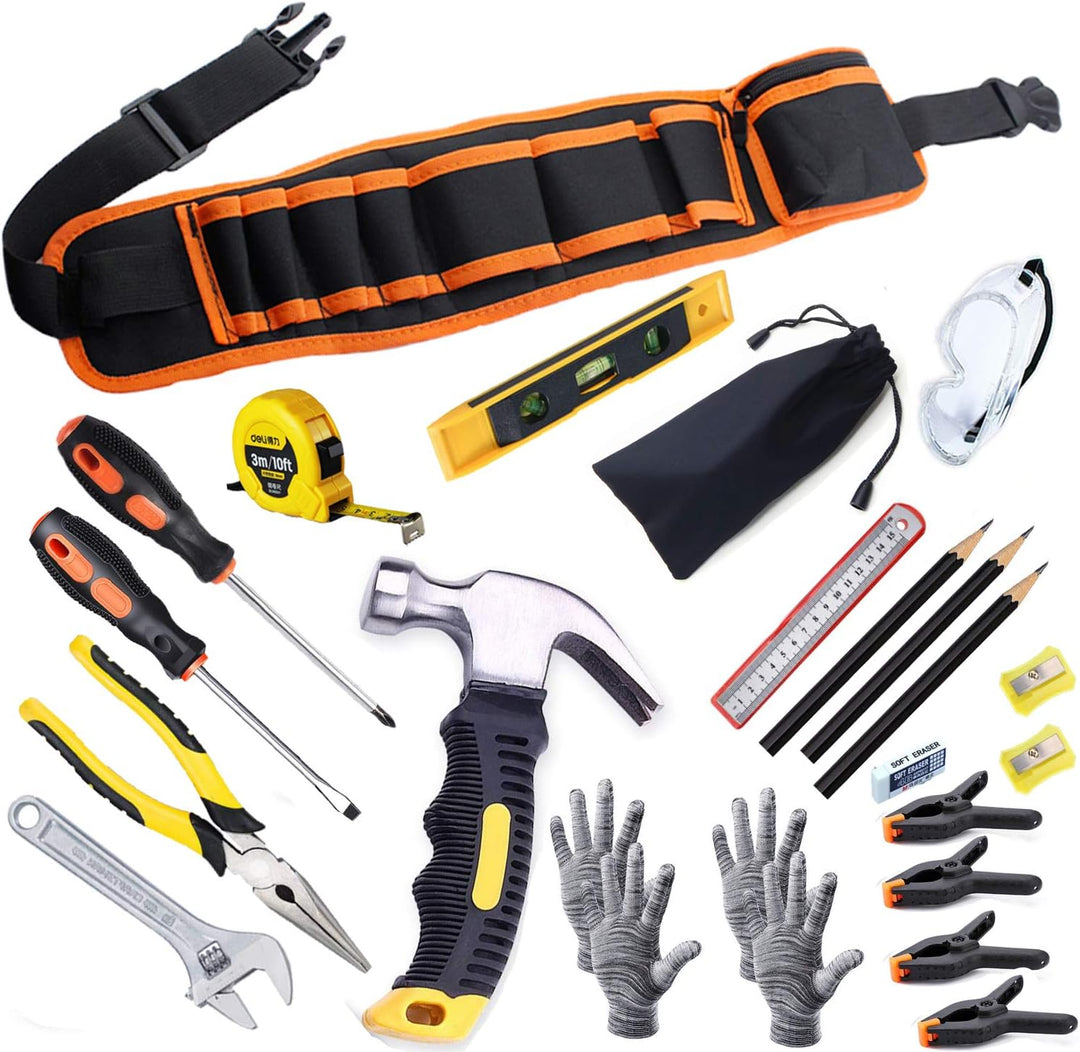 Kinder-Werkzeug-Set, Junge Bauarbeiter, Kindergrösse, echter Handwerkzeug,25-teilig, Hammer, Lernwer