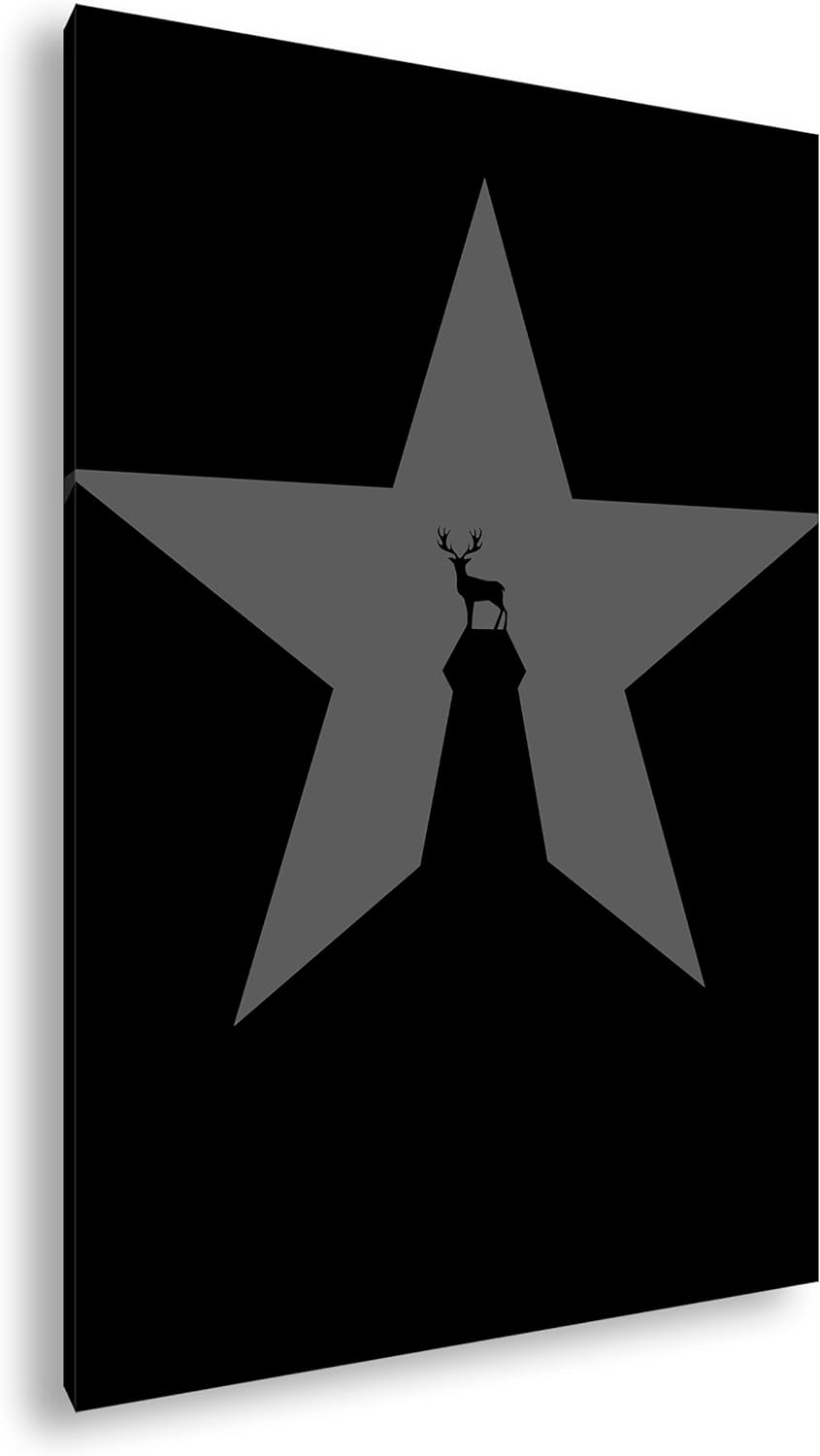 deyoli Sternen Hirsch Format: 80x60 Effekt: Schwarz&Weiss als Leinwandbild, Motiv fertig gerahmt auf
