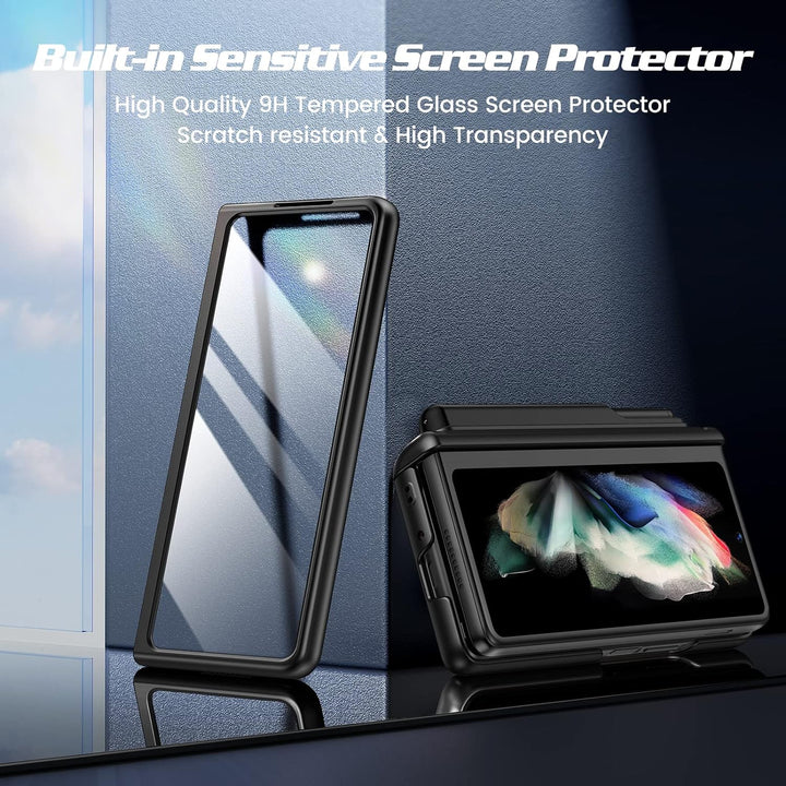 Doeshine Hülle Samsung Galaxy Z Fold 3 mit S Pen Slot, Handyhülle mit Ständer, Ganzkörper Robuste Sc