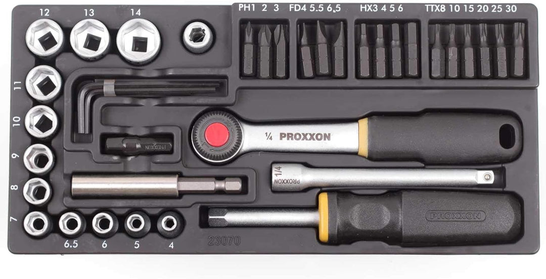 Proxxon 23070 Steckschlüssel- und Schraubersatz mit 6,3mm (1/4") Antrieb