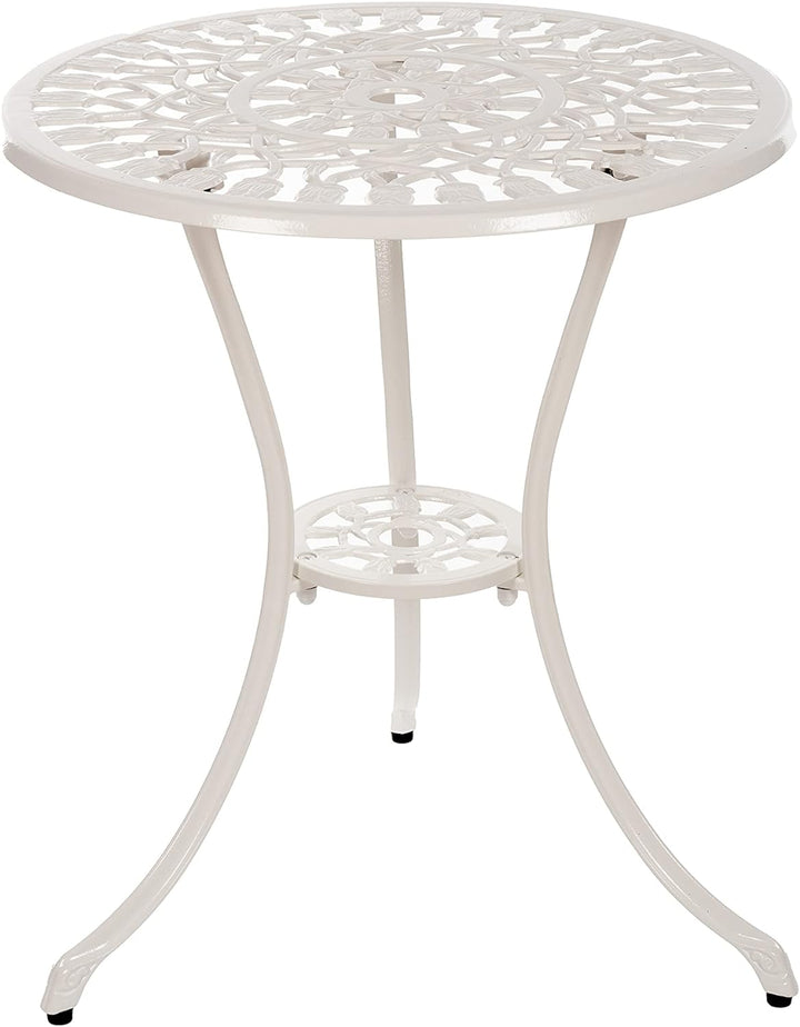 Tisch Set 152405C1551 stabiles Gartenmöbel Set Balkonset Bistroset Aluminium Guss (Weiss), Weiss