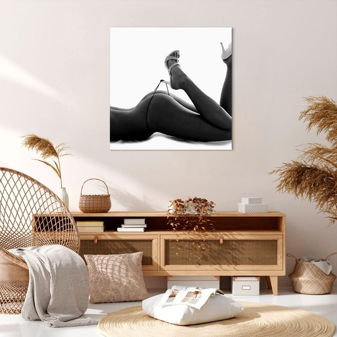 ARTTOR Bilder auf Leinwand 70x70cm Leinwandbild mit Rahmen Frau Akt Pose Gross Wanddeko Bild Schlafz