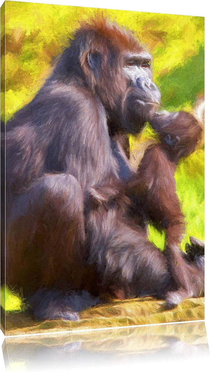 Gorilla-Baby küsst seine Mutter NewArt Format: 100x70 cm auf Leinwand, XXL riesige Bilder fertig ger