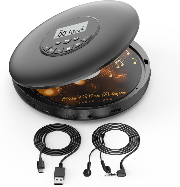 Arafuna Tragbarer CD Player-Compact Discman CD Player-Persönlicher Musik-Player mit CD-R, CD-RW Wied
