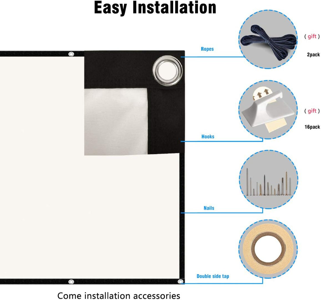 Projection Screen 100 Inch Portable Projection Screen with 16:9 HD 4K Screen for Home Theater Home T