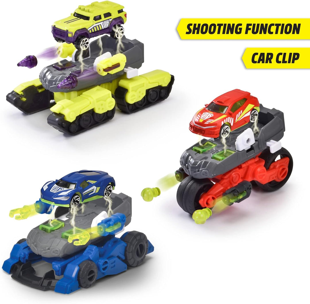 Dickie Toys – Transformator-Fahrzeuge im 3er Set (je 12 cm) - 2 in 1 Roboter-Autos für Kinder ab 3 J