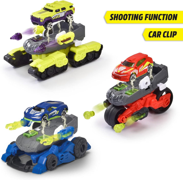 Dickie Toys – Transformator-Fahrzeuge im 3er Set (je 12 cm) - 2 in 1 Roboter-Autos für Kinder ab 3 J