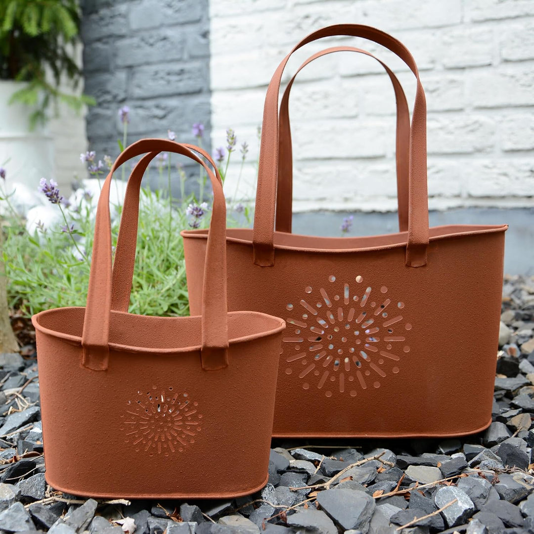 UNUS Garden Handtaschen 2er Set, Gartendeko Rostoptik, Roststecker aus Edelrost Metall, Rost Deko fü