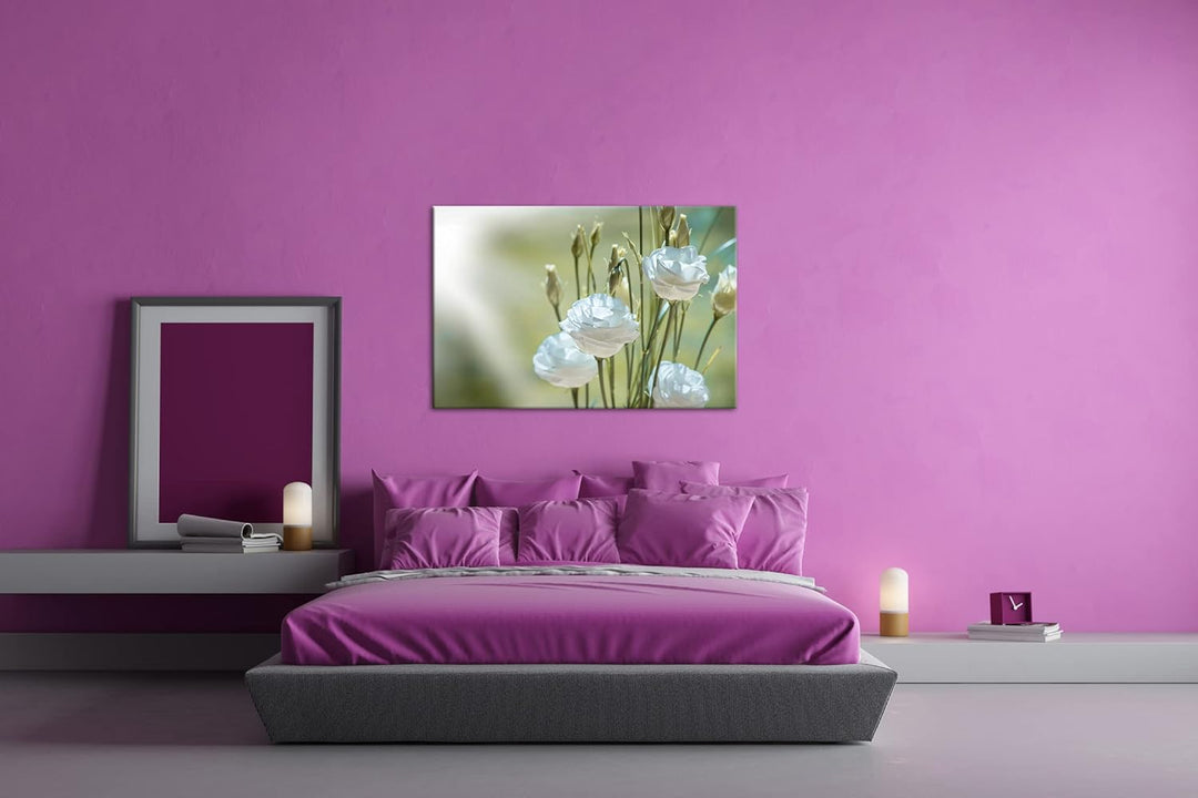 deyoli weisser Blumenstrauss Format: 80x60 als Leinwandbild, Motiv fertig gerahmt auf Echtholzrahmen